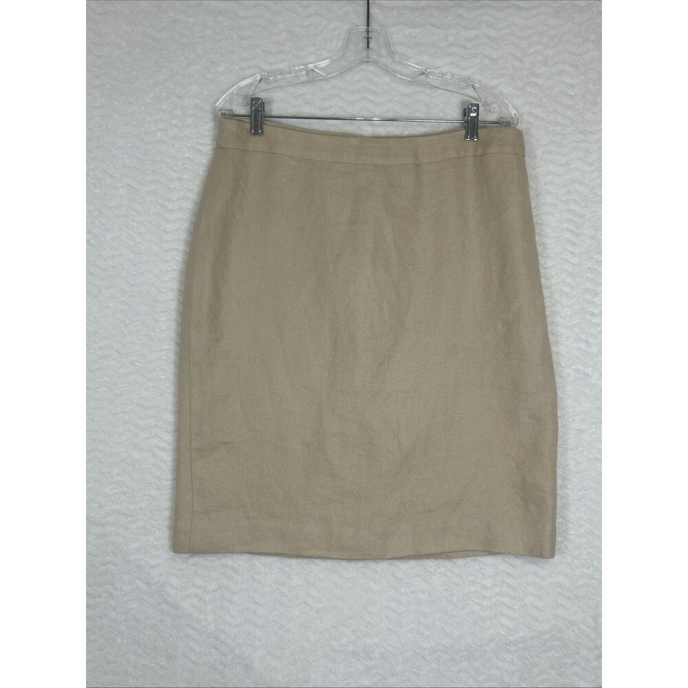 Brooks Brothers Skirt 14 Beige Linen Blend Pencil‎ Career Lightweight Neutral